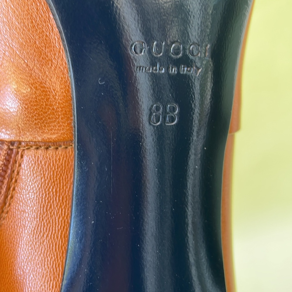 Vintage bright caramel/gold Gucci all leather booties with dust bag - Picture 14 of 15